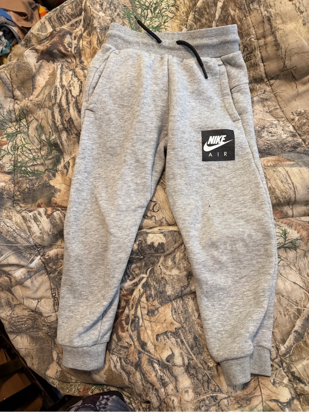 Nike Gray Air Kids Sweatpants with Black Drawstring